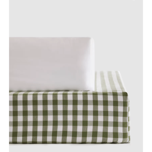 Organic Percale Gingham Crib Sheet 2-Pack in Olive