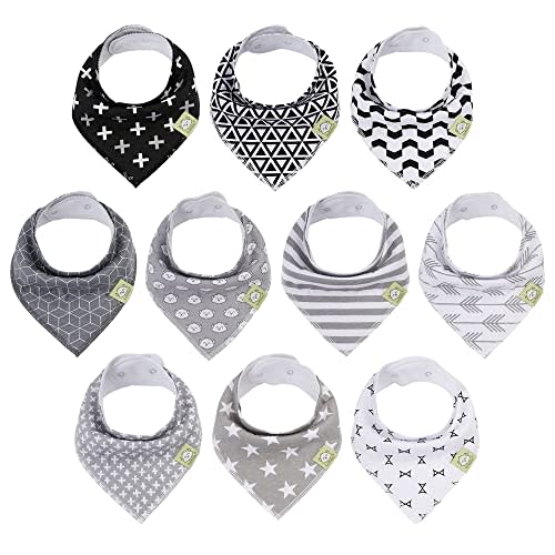 10-Pack Baby Bandana Drool Bibs - Organic Cotton Bandana Bibs for Boys, Girls, Baby Bibs