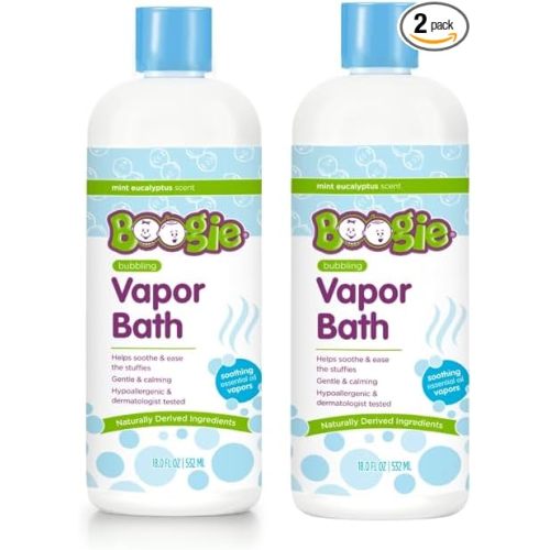 Boogie Kids Botanical Bubble Bath, Soothing Vapor, Made with Natual Essential Oils, Mint Eucalyptus, 18 oz (Pack of 2)