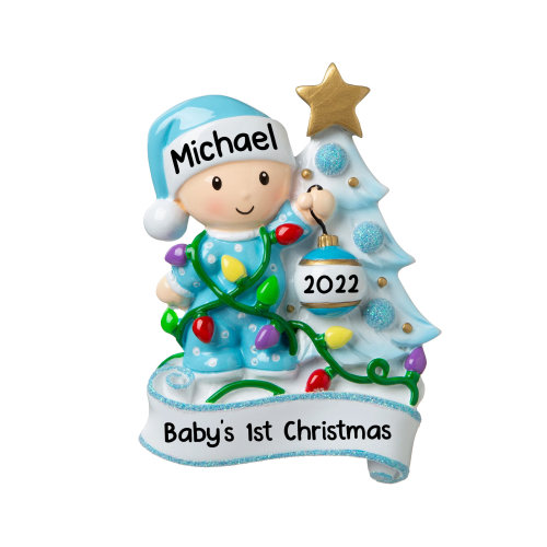 2025 Personalized Babys First Christmas Ornament, 1st Christmas Baby Boy Girl Gift for Couples, New Parents Keepsake Gift for Newborn Baby