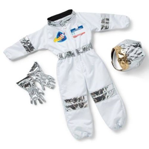 Melissa & Doug Astronaut Role Play Costume Set (5pc) - Jumpsuit, Helmet, Gloves, Name Tag: Toddler Space Outfit