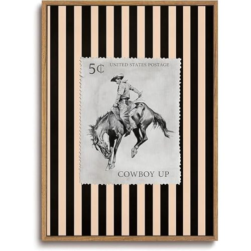 ZZLWBKGL Western Wall Decor Cowboy Canvas Art Vintage Framed Wall Art