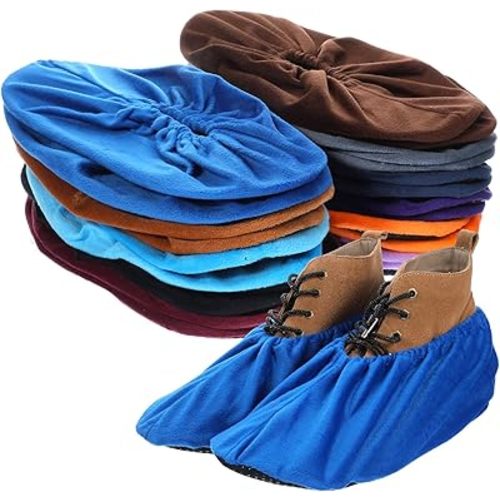 11Pairs Shoe Covers for Indoors Reusable, Non Slip Cloth Shoe Covers, Washable Thickened Boot Cover, Soft Shoes Cover for Indoors and Households Laboratory(Multicolor)