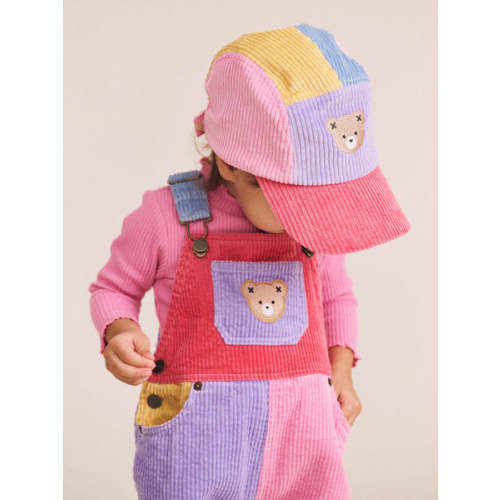 Colour Block Cord Panel Cap Pink