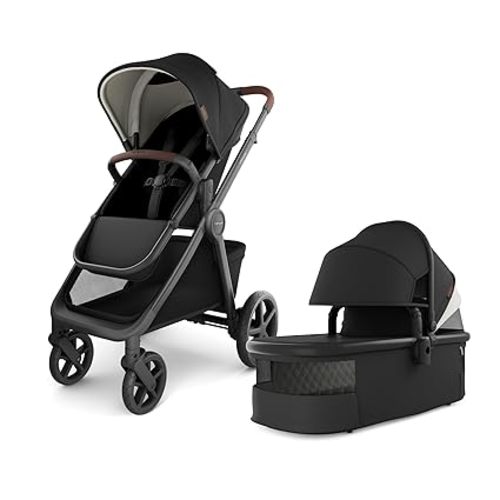 Mompush Ultimate 3 Full Size Baby Stroller with Bassinet from Newborn to 50 lbs - All-Terrain Large Wheels with Full Suspension, Reversible & Extendable Seat for Growing Kids, One-Second Compact Fold