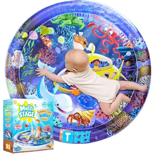 TT TUMMYTIMEZ Premium Tummy Time Water Mat, Extra Large Multi-Stage Activity Center Promoting Baby Motor & Sensory Development, Inflatable Playmat Visual Stimulation Gift Infants Toddlers Boys Girls