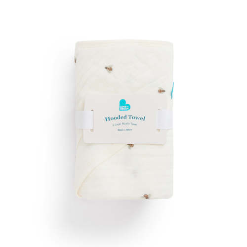 Hooded Towel Muslin Cream Bees