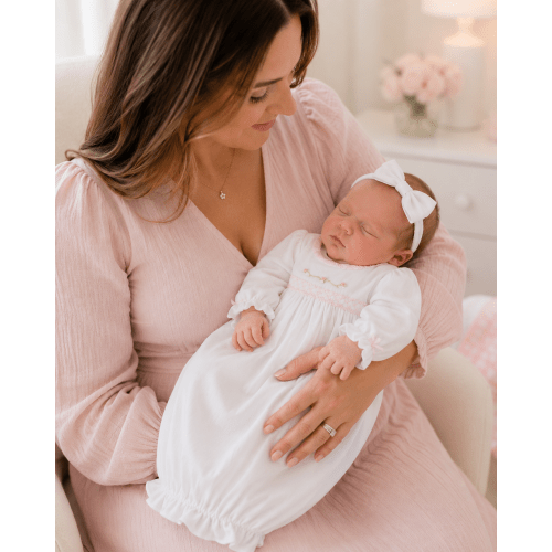 Girl Rose White Baby Pima Cotton Daygown