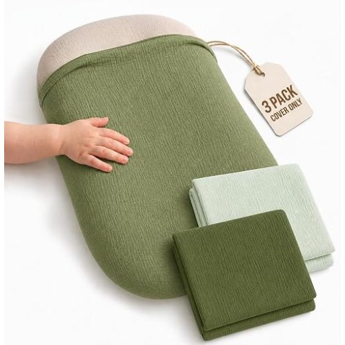 3 Pack Muslin Baby Lounger Covers, Covers Only, 35.5" x 20"