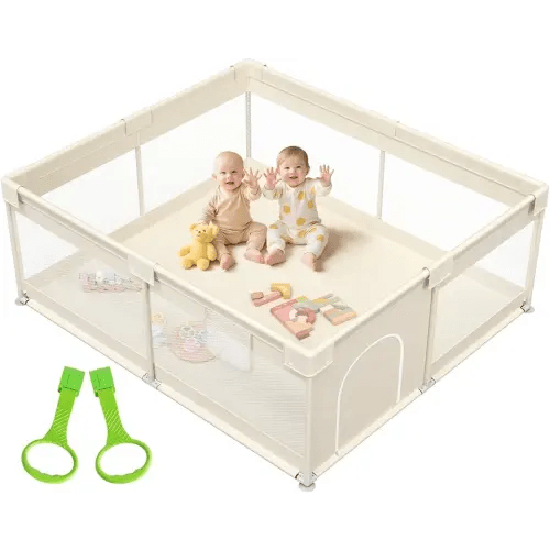 Mloong Large Baby Playpen for Toddler - 69×59in Babies Play Pen Playard Active Center Beige