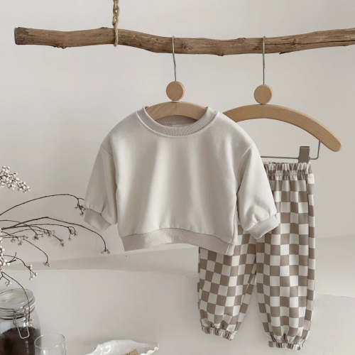 Checkered Pants Sweater Set