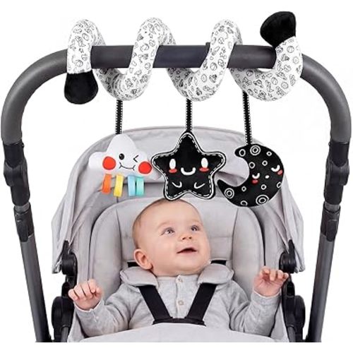 Hanging Carseat Toy for Baby 0-12 Months, Sensory Stroller Toys for Newborn Gifts (Rainbow)