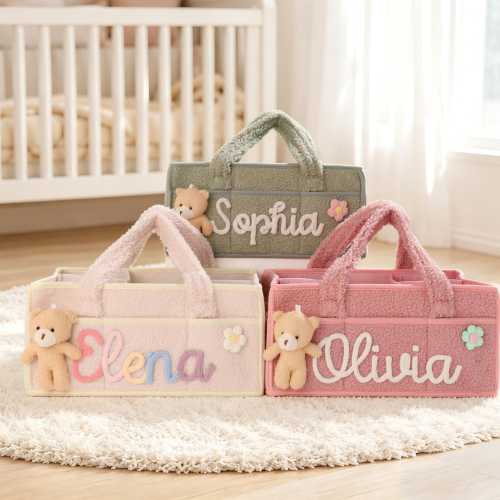 Personalized Baby Name Storage Basket/ Diaper Caddy/ New Mom Gift/ Toys Storage/ Newborn Baby Shower Storage Gift/ Baby Boy Girl Nursery Bin