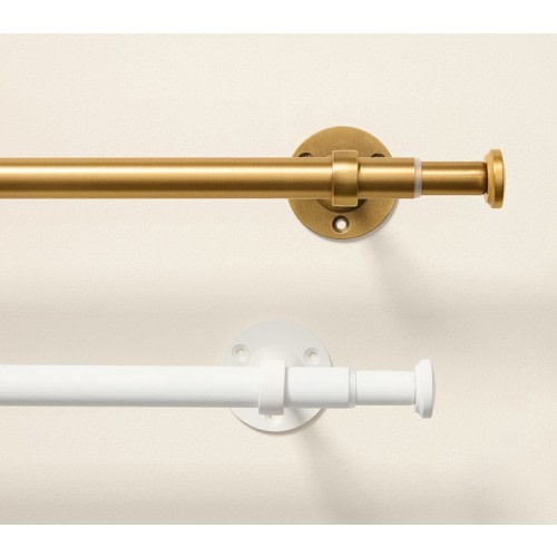 Classic Steel Curtain Rod & Finials (.75"): Antique Brass (48-88 inches)