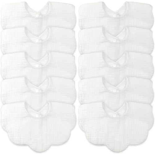 EllieHouse Baby Bibs for Girls Boys 10Pack Muslin Drool Teeth Drooling Teething Bibs Muslin Cotton for Infant Toddler