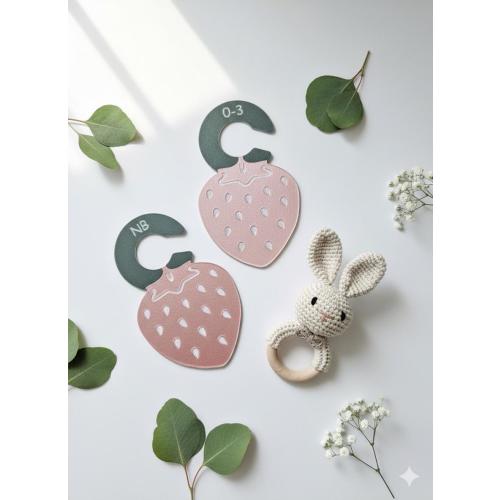 Double Sided Closet Dividers – Nursery Organizer for 0–24 Months Toddler Clothes, Strawberry Theme