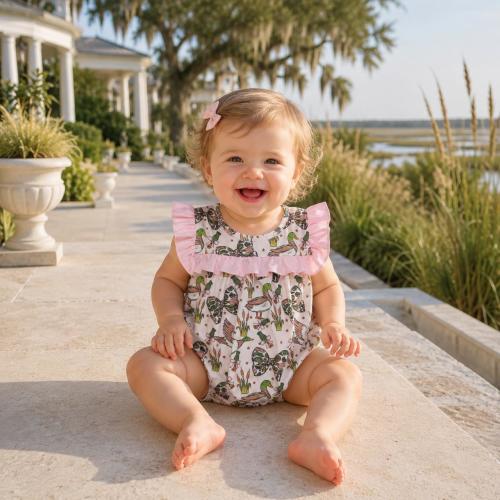 Baby Girl Duck Bubble Romper, Mallard Hunting Outfit