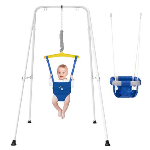 G TALECO GEAR 2-in-1 Baby Jumper and Swing, Indoor&Outdoor Baby Swing for 6-24 Months Infant Toddler, Blue