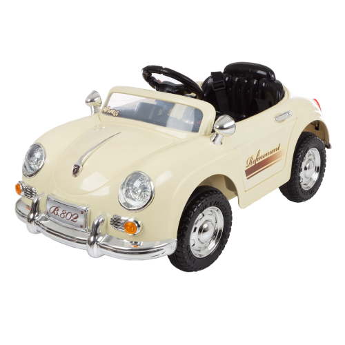 Vintage Kids Ride On Car 6V Battery with Remote, Lights and AUX by Lil' Rider, Cream