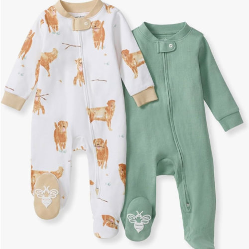 Burt's Bees Baby Boys Sleep and Play PJs, 100% Organic Cotton One-Piece Zip Front Romper Jumpsuit Pajamas