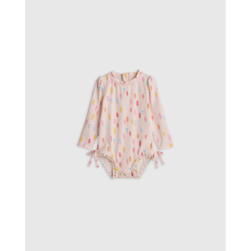 Long Sleeve Tie One-Piece Swimsuit - Baby in Popsicles