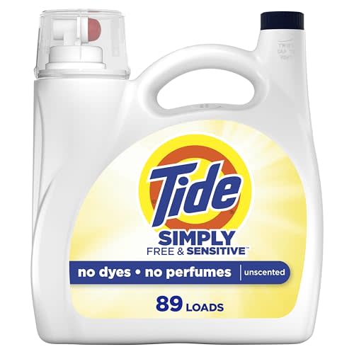 Tide Simply Liquid Laundry Detergent, Free & Sensitive, 89 Loads, 117 oz, Tide Liquid Laundry Detergent, Laundry Soap