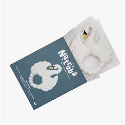 Natural Rubber Teether Swan - White