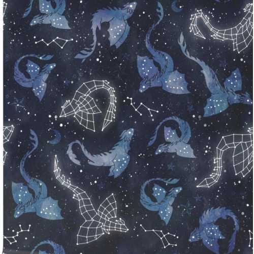 Constellation Dragon Blanket, Personalized Night Sky Bedding, All Sizes with Satin Ruffle Option