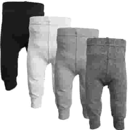 123 Bear Cotton Spandex Infant and Toddler Pants, 4 Pack