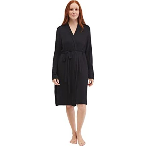 Motherhood Maternity womens Tie Front Nursing Robe With Lace Trim Sleeve