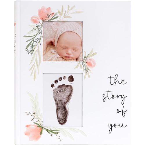 Baby Memory Book for the Modern Minimalist - Simple Baby Book for Girl - First Years Journal - Monthly Milestone Keepsake Record Book - Pregnancy Gift for Baby Shower (Pink)