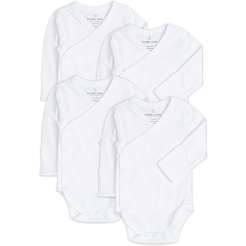 Baby Side Snap Bodysuit Set, 100% Cotton Boy Girl Unisex Kimono Onesie, 4 Pack