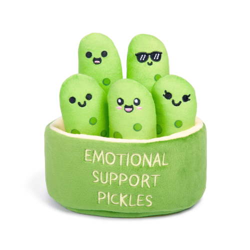 Emotional Support Pickles Plush Toys by Emotional Support Pals, 5 Stuffed Animal Plushies with Carrying Basket, Fall Plushies and Trick or Treat Toys