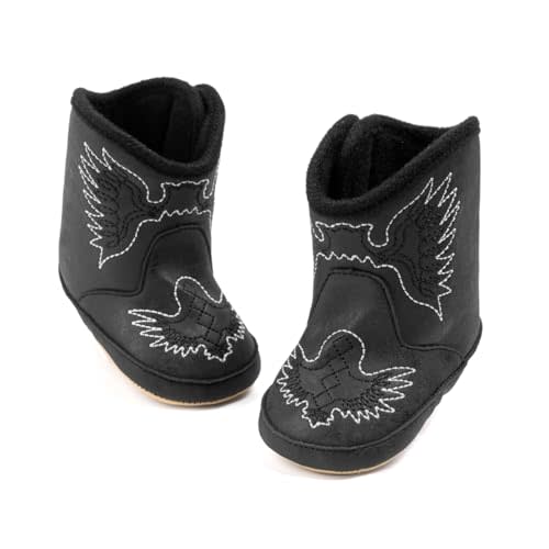 HsdsBebe Baby Boys Girls Western Cowboy Boots Infant Moccasins High Top Booties Toddler Soft Sole Non-Slip First Walker Crib Shoes