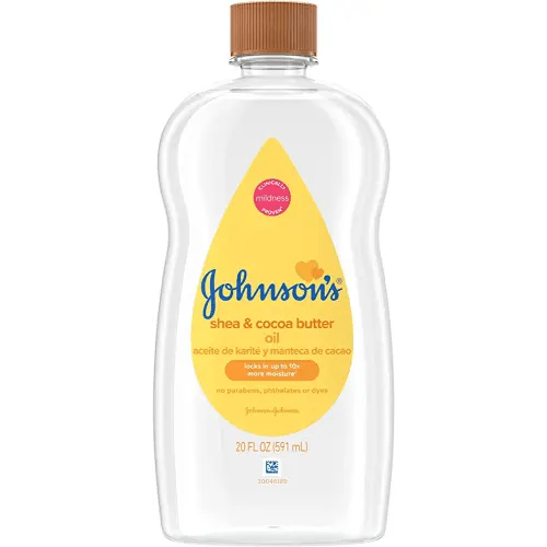 Johnson's Baby Oil, Mineral Oil Enriched with Shea & Cocoa Butter to Prevent Moisture Loss, Hypoallergenic, 20 fl. oz