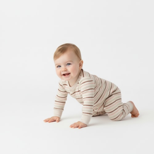 Organic 2-Way Zip Romper - Terra Stripes