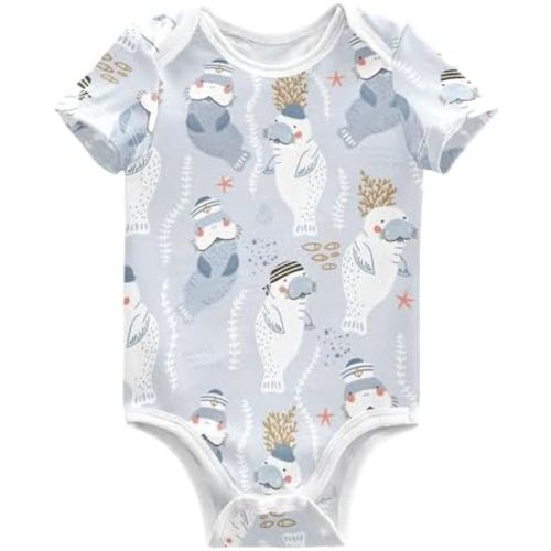 Ollabaky Unisex Baby Bodysuits Short Sleeve Cotton Baby Clothes for Girls 0-24 Months