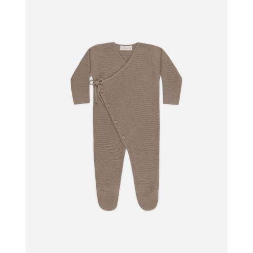 Wrap Knit Footie || Heathered Mocha – Quincy Mae
