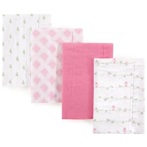 Luvable Friend Baby Boy and Girl Burp Cloths Flannel, 4-Pack - Bird