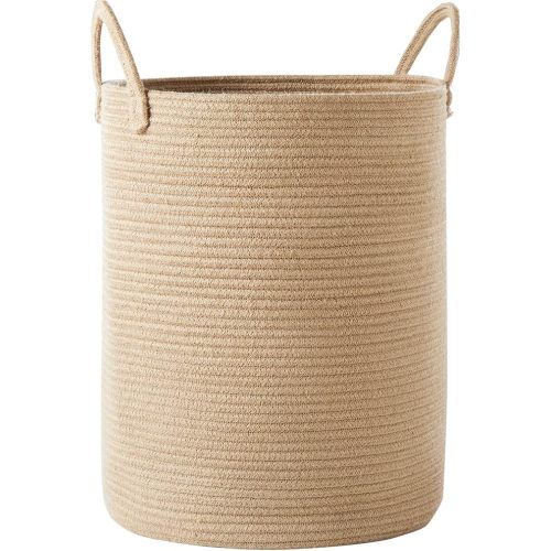 80L Extra Large Jute Woven Hamper Laundry Basket Wicker Rope Clothes Hamper for Baby Nursery Kids Tall Rattan Blanket Basket in Living Room Bedroom 16"D x 22"H