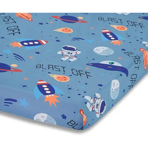 Baby Boy Fitted Crib Sheet Outerspace Adventures, 100% Soft Breathable Microfiber Baby Sheet, Fits Standard Size Crib Mattress 28in x 52in, Nursery Sheet