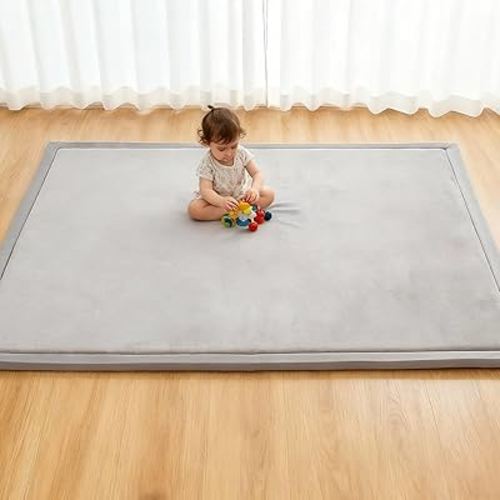 Baby Play Mat for Floor,1.3" Thick Elasti-Foam Playpen Mat for Tummy Time, Easy Care with Non-Slip Cushioned for Infant,Kids and Toddler Crawling