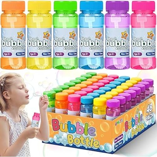 36 Pack Bubble Bottles with Wand in 6 Colors, Bulk Party Favors for Kids, Birthday, Christmas, New Year, Valentine, Carnival, School Classroom Prizes for Boys & Girls, Ideal Goodies Bags Stuffers