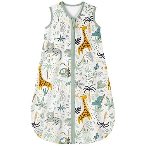 Yoofoss Baby Sleep Sack 6-12 Months 0.5 TOG Baby Wearable Blanket, 100% Cotton Infant Toddler Sleeping Sack 2-Way Zipper Lightweight Sleep Sack, Giraffe