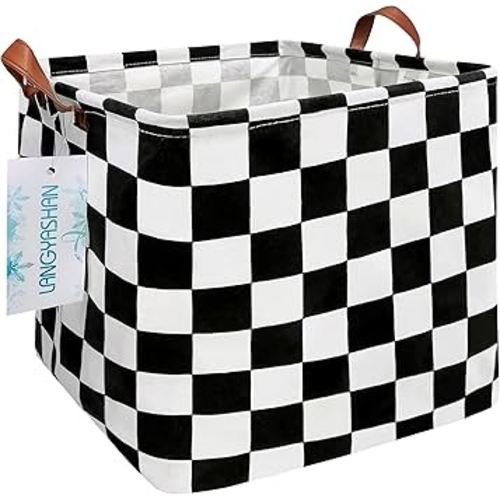 LANGYASHAN Square Storage Baskets Waterproof Canvas Children Laundry Nursery Hamper for Shelves Gift Baskets Toy Organizer Room Decor (Square Racing flag)