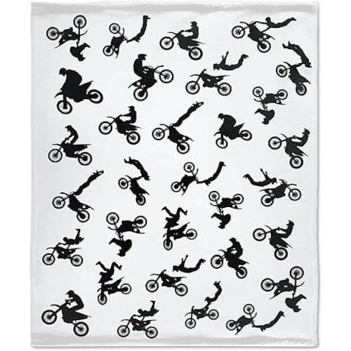 Dirt Bike Motocross Blanket - Super Soft Flannel Fleece, Lightweight Microfiber Cozy Plush for Couch Sofa Gifts - 50"X40" for Baby