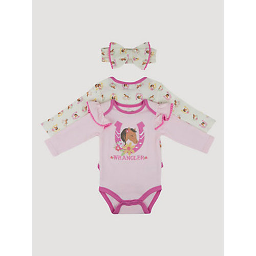 Wrangler Baby Girl Bodysuits & Bow Set