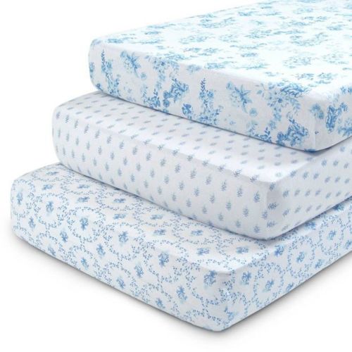 Delta Children 3pk 100% Organic Cotton Fitted Crib Sheets - Blue Botanicals