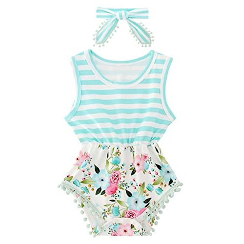Ahegao 0-24 Months Baby Floral Romper Toddlers Outfits Infant Playsuits + Headband Jumpsuit