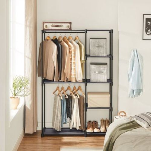 SONGMICS Portable Closet, Freestanding Closet Organizer, Clothes Rack with Shelves, Hanging Rods, Storage Organizer,Gray